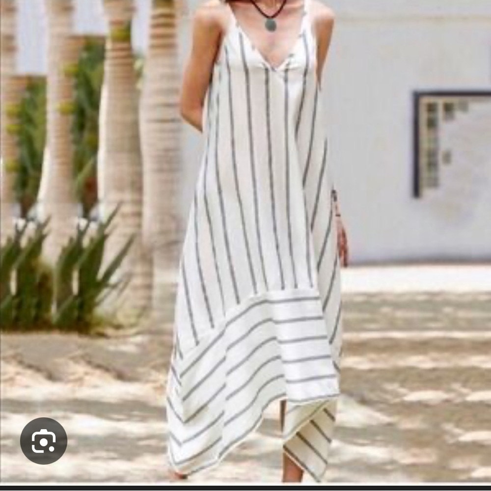 Terzo Millennio Striped Navy Linen Dress